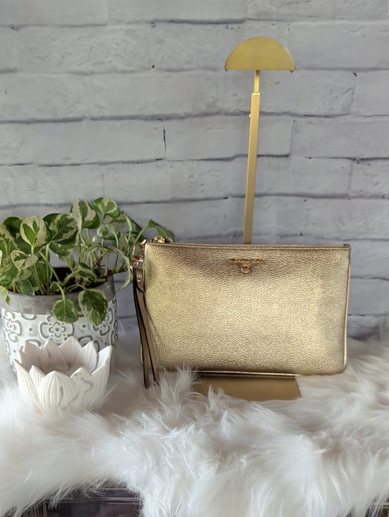 Michael Kors Handbags - Michael Kors Gold Metallic Zip Wristlet Clutch